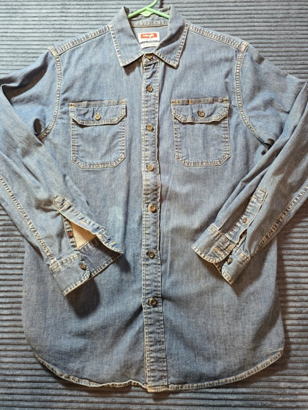 Wrangler Riggs Workwear Men’s Denim Shirt M/M – Blue Denim – Flex for Comfort